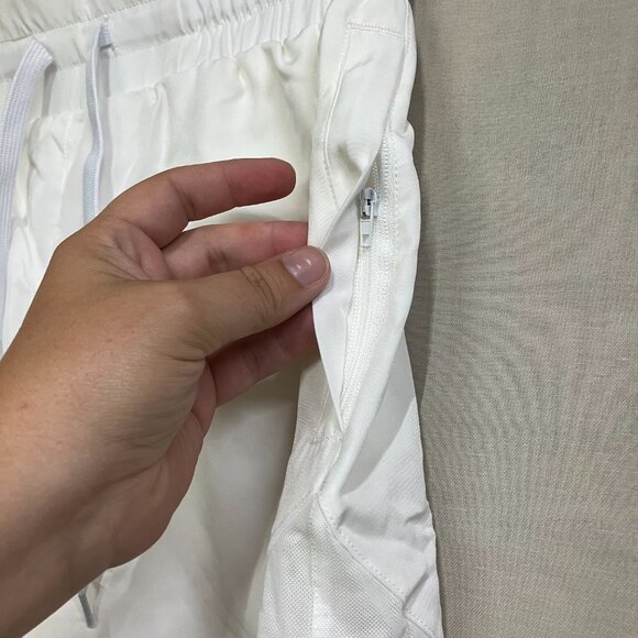 SILKWORLD Women's S White High Waist Running Zipper Pockets Athletic Shorts - Picture 6 of 11